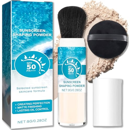 Mineral Sunscreen Powder for Women - Scalp SPF 50 Protection Powder Sunscreen with Oil Control - Long Lasting Makeup Setting - Suitable for All Skin Types - Contains a Cotton Puff