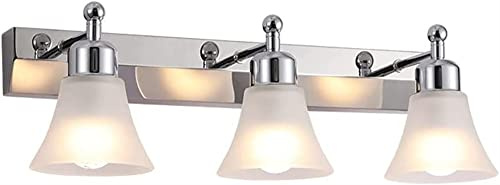 Eleganta vägglampor för inomhusbruk LED-spegelvägglampa frostad glasskärm E14 badrumslampa silver rostfritt stål vägglampa i flera storlekar(3light)