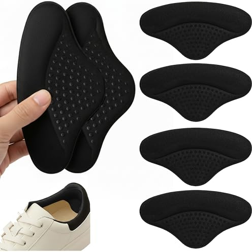 DANNEN Heel Grips 4 Pcs, Heel Cushion Pads for Loose Shoes-Anti-Slip Heel Protectors, Foot Support Soft Heel Pads & Shoe Inserts for Ladies’ Shoes – Prevent Rubbing, Blisters & Heel Slipping (Black)