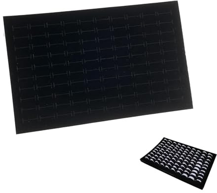 JOYOLA Ring Holder Jewellery Box Inserts Jewelry Sponge Pad Insert Black Velvet Ring Display Tray for Earrings Ring Each has 100 Card Slots for Storing Jewellery 28.5 x 18 cm