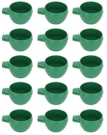 Bol de Nourriture pour Oiseaux, 15 pièces, Forme Ronde, Cage épaisse, récipient d'alimentation, Bol d'eau pour Fournitures pour Animaux de Compagnie, Accessoires de Cage en
