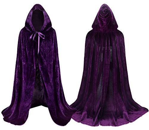 Proumhang Cape à capuchon Velours Enfant Vampire Magicien Déguisement Costume Halloween Noël Easter Carnaval Violet S