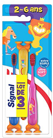 Signal Brosses à dents souple pour enfants, 2-6 ans - Le lot de 3