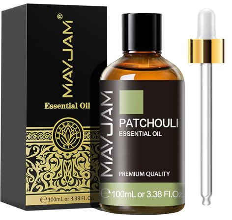 MAYJAM Patchouli Essential Oil 100ML - Premium Diffuser Oil | with Glass Dropper, Long Lasting Aroma, for Diffuser, Aromatherapy, Massage, Candle and Soap Making, Bedroom, Office