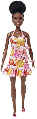 Barbie-Puppe, Loves The Ocean-Serie, Schwarze natürlichem schwarzen Haar, Kleid, Schuhe, Armband, inkl Puppe, Geschenk für Kinder, Spielzeug ab 3 Jahre,HLP93