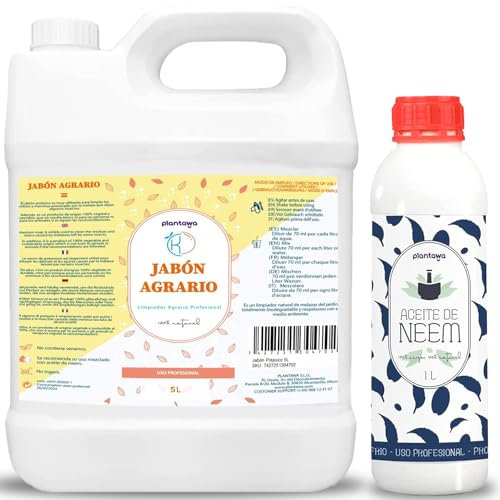 PLANTAWA Sapone Molle di Potassio 5L + Olio di Neem 1L | Formula Pura ed Altamente Concentrata | Soluzione Naturale per Cura Domestica | Versatile e multiuso per Interno ed Esterno