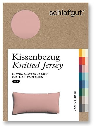 schlafgut Knitted Jersey Kissenbezug 40 x 80 cm Purple Mid Uni weicher Premium Kopfkissenbezug einzeln, faltenfrei mit Elasthan