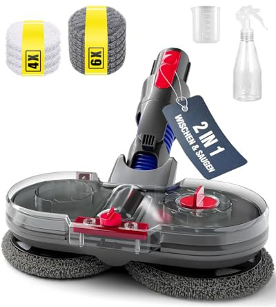 Yivy Accesorio de Fregona Eléctrica para Aspiradora Dyson V15, V11, V10, V8, V7 con Depósito de Agua-Cabezal de Limpiaparabrisas/Mopa de Suelo con 6 Microfibre+4 Chenille Paños