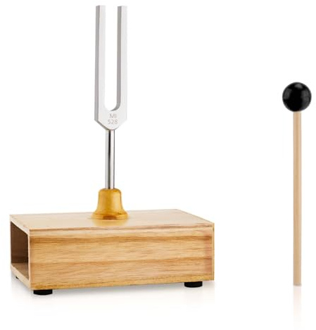 528 Hz Tuning Fork, Aluminum Alloy Tuning Fork Resonance Box with Mallet and Wooden Voice Box 528Hz Medical Healing Tuning Fork Set Sound Instruments for Yoga Meditation