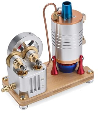 OYDL All-Metal Steam Engine Model Kit That Works, Vertical Dual-Cylinder Boiler Steam Engine Motor Kit That Runs DIY Mechanical Dynamically Science Toy for Engine Enthusiasts