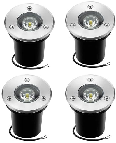 Focos Suelo Led Exterior - 1W Focos Led Empotrables Exterior, Lámpara Enterrada Subterránea Impermeable IP67, Foco De Piso LED Para Exteriores, Para Jardín, Entrada, Cubierta, Escalón(Warm White,4PCS-