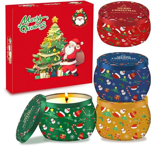 MORAINJAY 4Pack Christmas Scented Candles,Xmas Candle Gift Set for Women,Natural Soy Wax 2.5oz Jar Candles,Aromatherapy Candles for Home,Birthday Present|Secret Santa Gifts for Her,Mom,Friend(Style B)