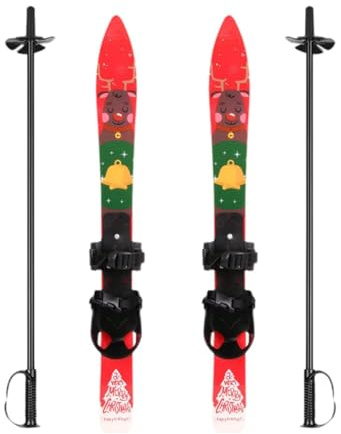 Qianly Short Skis Skiblades with Ski Poles Children for Aged 3-8 Years Old Snowboard Skiboards