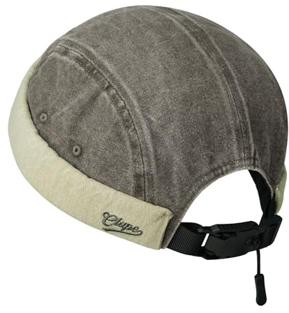 CLAPE 5 Panel Casquette sans Visière Homme Femme Coton Casquette Docker Réglable Bonnet Docker Chapeau Brimless Cap Bonnet Marin Beanie Marron Brown FMA2505