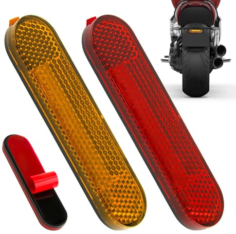 AYHYHLJZJ 2 piezas Catadióptrico Motocicleta, 96 x 24 mm Catadióptrico Rojo Amarillo Oval para Bicicleta Scooter Moto Trasera Multifuncional, Reflector Velo