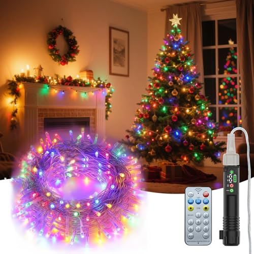 Electight Guirlande Lumineuse 20M Multicolore Rechargeable avec Télécommande - 8 Modes Dynamiques | Étanche IP44 pour Extérieur | Décoration Festive pour Jardin, Noël, Anniversaire, Fête