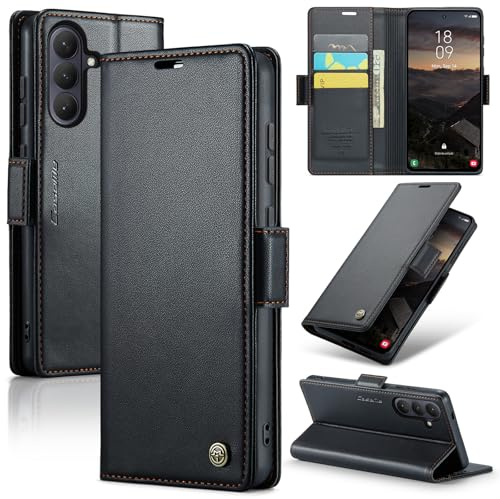 Rerzoiro fodral för Samsung Galaxy S26, premium PU-läder telefonfodral med RFID-blockering, ställ, kortplats, magnetiskt skydd, flip bok plånboksfodral för Samsung Galaxy S26, Svart