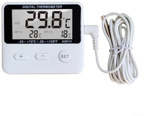 Termometro con sensore esterno per il monitoraggio digitale delle temperature di frigorifero e ambientali, per la conservazione degli alimenti e le condizioni di laboratorio