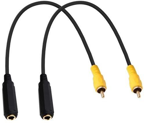 YARCHONN Cinch till 6,35 mm TS Aux-kabel adapter uttag 1/4 tum 6,35 mono-uttag till RCA-kontakt ansluta ljudomvandlare kabel förlängningskabel för TV-förstärkare högtalare mixer – 30 cm – 2 stycken