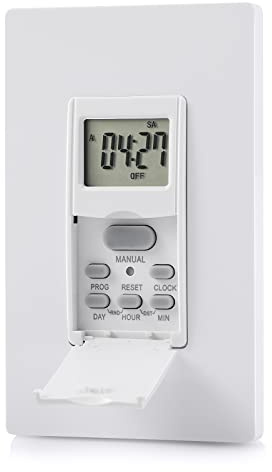 DEWENWILS Indoor in Wall Timer Switch for Light, Single-Pole,7 Day, 7 ON/Off Settings, DST RND Mode, Programmable Digital Switch Timer for Lights, Fans, Motors, Neutral Wire Required, ETL Listed