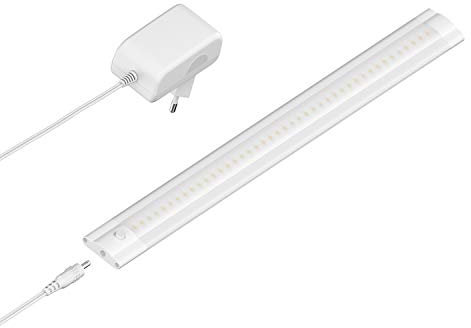 ledscom.de LED Unterbau-Leuchte SIRIS weiß matt mit Netzteil, flach, 30cm, 368lm, warm-weiß