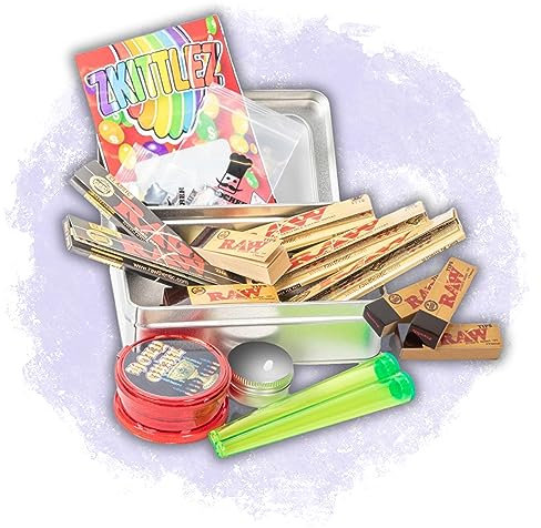 BIGSMOKESUPPLIES - Smokers Rolling Cigarette Gift Tin Box Set - Smoking Hamper Kit (Small) (RAWTHENTIC Rolling Papers)