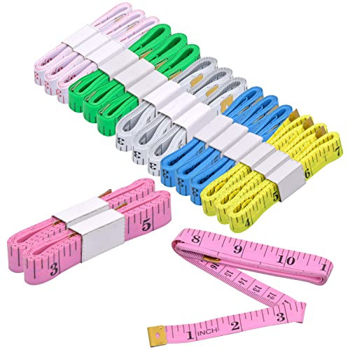 18 Stück Maßband, Doppelseitiges Maßband, Weiches Maßband für Körper, Schneidermaßband, Maßband Nähen für Schneider, Flexibles Maßband für Körper Fitness Kleidung Nähtuch, 150cm 6 Farben