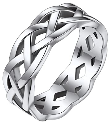 Bestyle Damen Keltischer Knoten Ring Edelsthal Geschlossener Ring für Geliebte/Freundin/Tochter zum Geburtstag/Valentinstag/Weihnachten Silber 65
