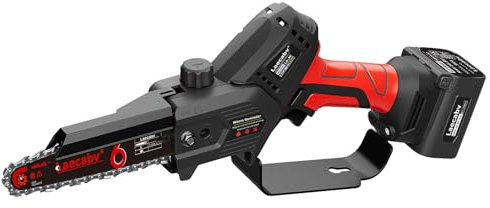 Laecabv Mini Motosega Elettrica 6 Inch Sega a catena con una mano Cordless Miniatura Motosega da Potatura con 2Pcs 16.8v/4Ah Litio Batteria per Taglio legno, Ramo d'albero Giardino (rosso)