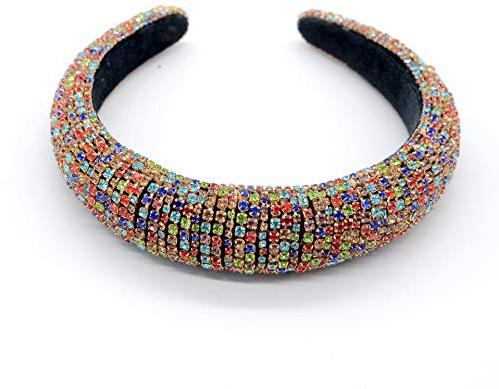 LEEMASING Diadema de Diamantes de Imitación para Mujer Brillante Acolchada Cristal Barroco Banda de Pelo de Moda para Fiestas Nupciales Corona Aro de Pelo Accesorios de Cabello para Boda (Colorido)