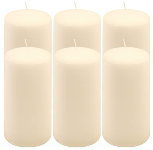Stumpenkerze creme Höhe 15 cm Ø 7,5 cm lange Brenndauer Rund-Kerze Säulenkerzen Kerzen-Deko Tafelkerzen Weihnachts-Kerzen Hochzeit (6)