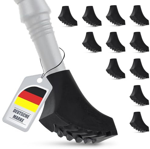 ECENCE Nordic Walking Stöcke Gummipuffer - 12 Stück - Aufsätze Trekkingstöcke, Nordic Walking Pads, Aufsätze Wanderstöcke, Innendurchmesser 10mm, Gelände