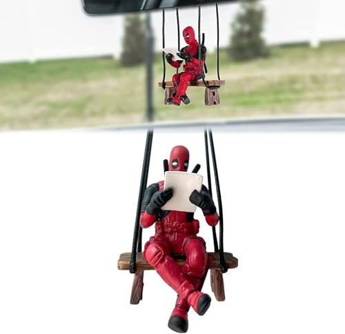 KHDULQ Deadpool Auto Deko,Anime Autospiegel Anhänger Deadp Rückspiegel Innenraum Spiegel Zubehör Autozubehör Accessoires, Lustig Spiegelaufhängungen Niedliches Dekoration
