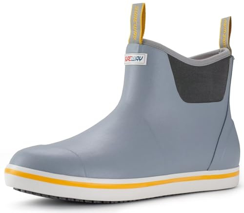 SUREWAY Men's Deck Boots Professional Non-Slip Fishing & Ankle Boating Boot Waterproof Rain Boots, Lightweight Neoprene Rubber Deck Boots