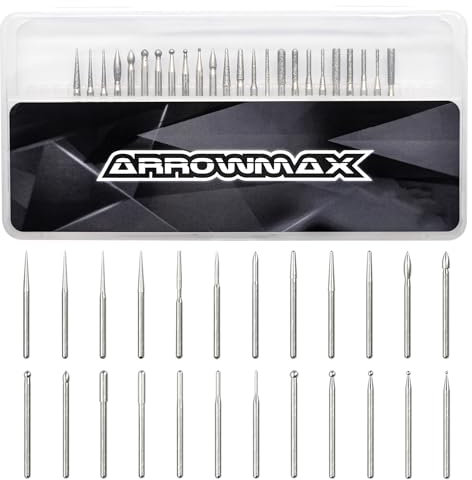 ARROWMAX Mèches de gravure sur bois avec tige (2,35 mm), 24 mèches de gravure pour répondre à vos différents besoins, accessoires d'outils rotatifs durables pour le travail du bois, la sculpture
