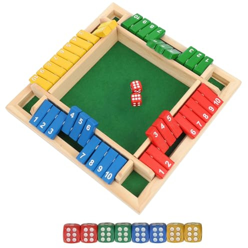 Shut The Box spel 4 spelare brädspel av trä, hopfällbart brädspel, tärningsspel trä, lås lådan, klassisk kubbräda, leksak för klassrum, hem, fest eller pub (4 färger)