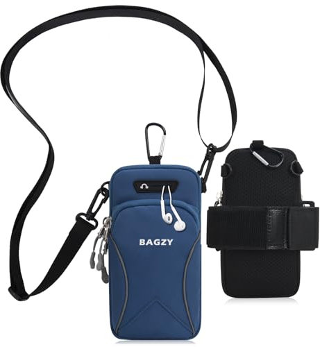 BAGZY Sport Handytasche Joggen, 7,0 Zoll Smartphone Tasche Zum Arm Umhängen Handyhalterung, Fitnessstudio Laufen Yoga zubehör für iPhone 15 Pro/14 Pro Max (Blau)