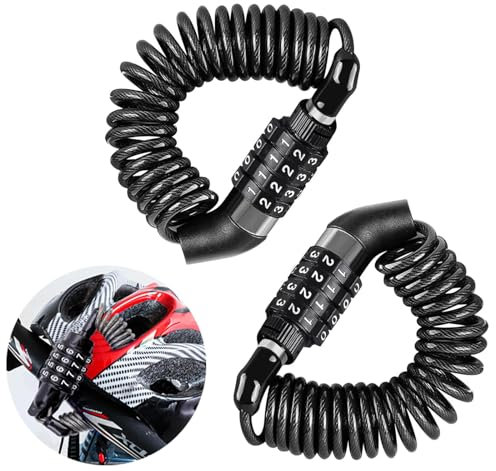 2 Stück Helmschloss Motorrad,Helmschloss Schloss Mit Zahlencode,Kabelschloss Schloss Mit Zahlencode,Zahlenschloss 4 Stellig Fahrradschloss,Für Motorradhelm, Fahrradhelm, Kinderwagen
