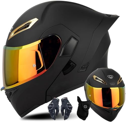 Modularer Motorradhelm Mit Handschuhen Und Gesichtsschutz, Flip Up Helm Erwachsener Motorradhelm Mit Doppelvisier, ECE-geprüfter Helm Für Männer Und Frauen