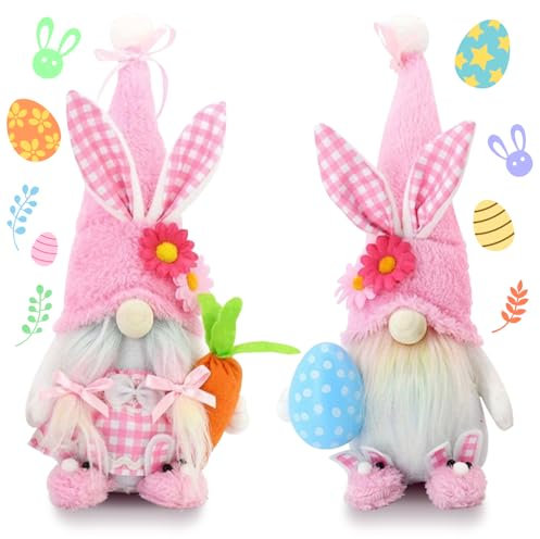 2Pack Easter Bunny Bunny Toys for Kids Egg Holding Plush Doll Pink Doll Bunny Suit Accessories Perfect Bunny Gift for Girls and Boys 31cm x 15cm