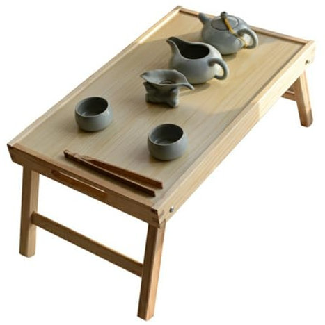 NUOBESTY Mesa de Servicio Plegable de Madera para Ordenador Portátil Escritorio de Cama Compacto Mesa para Interior y Exterior Soporte Resistente para Sofá y Patio