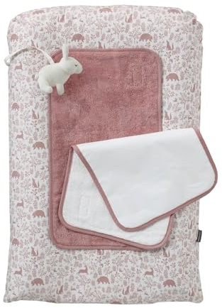 VERTBAUDET Wickelauflage und 2 Wickelunterlagen aus Holz, Altrosa, TU