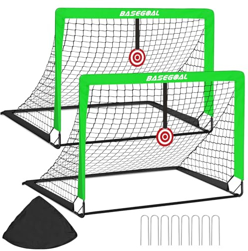 Portería de Fútbol, 2 en 1 Pop Up Plegable Porterias de Futbol Jardín, con Bolsa de Transporte, Red y Objetivo de Diana, Ideal para Juegos Interior y Exterior-120x90x90CM