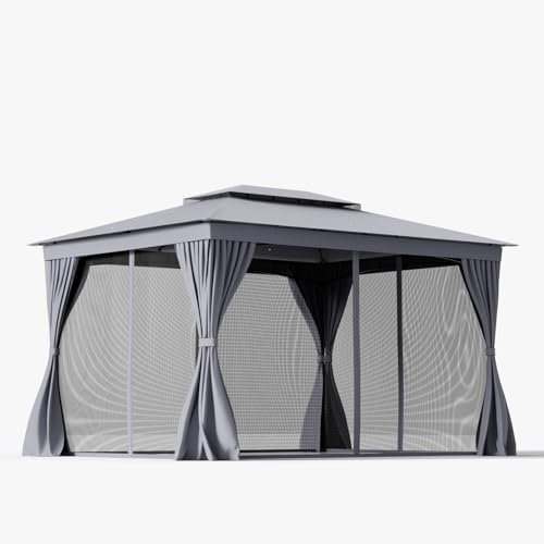 COSTWAY Carpas para Exteriores 397 x 296 con 4 Mallas, Cenadores para Jardin, Techo de 2 Niveles, Pabellón Impermeable Camping Fiesta Pergolas Impermeables Exterior