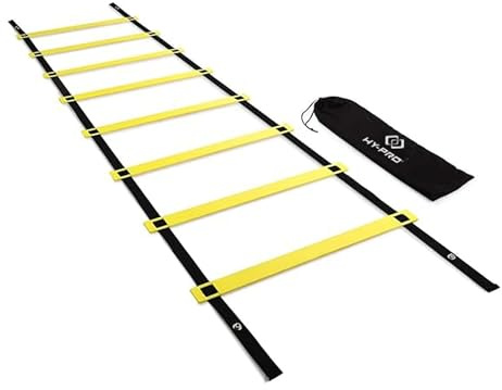 Hy-Pro 6m Agility Training Ladder - Professional Football Equipment with 14 Adjustable Rungs - Speed & Footwork Development Tool for Football Training - Includes Carry Bag