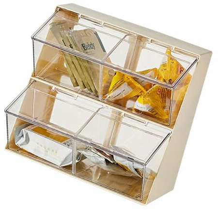AOOOWER Caja de almacenamiento multifuncional con tapa abatible a prueba de almacenamiento para bolsas de té, soporte de almacenamiento para el hogar y la oficina