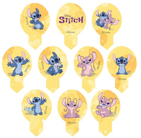 dekora - Decoraciones de Oblea Comestibles Stitch y Angel para Tartas y Cupcakes – Decoración Comestible para tartas – Sin Gluten – 20 Unidades