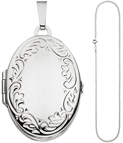 Jobo Damen-Medaillon aus 925 Sterling Silber oval für 4 Fotos mit Kette 60 cm