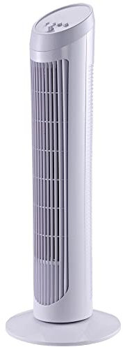 HOMCOM Ventilateur colonne silencieux et puissant 45W ventilateur tour 3 vitesses et oscillant 70°, pour chambre, bureau, 27 x 27 x 75 cm, blanc