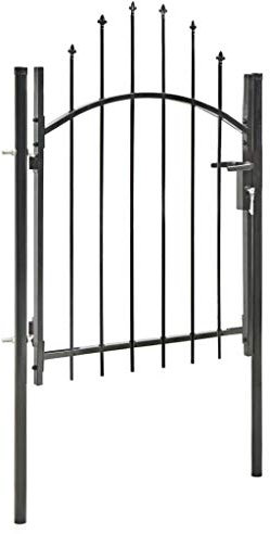 Tidyard Cancello da Giardino ad Arco in Acciaio,Pali per recinzioni in Ferro 1x1,5 m Nero